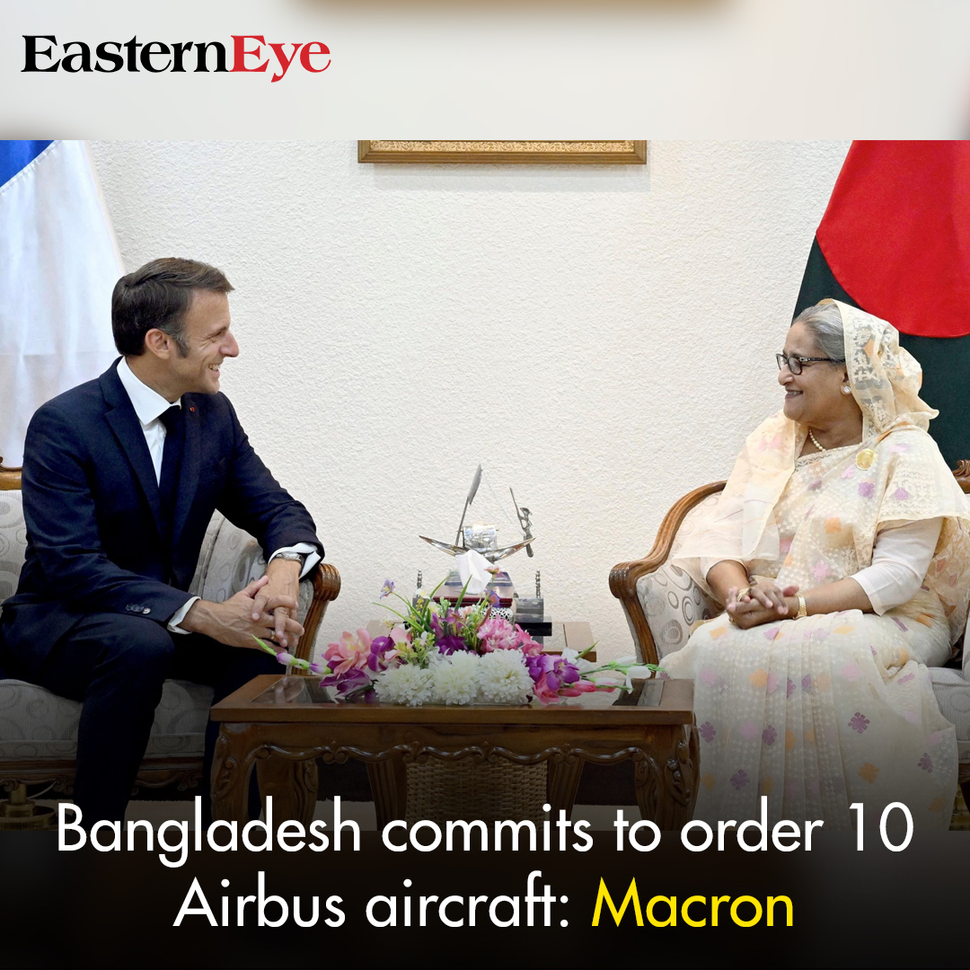 EasternEye's tweet image. Bangladesh commits to order 10 Airbus aircraft: Macron

Know more- easterneye.biz/macron-says-ba…

#AviationMilestone #Airbus #Bangladesh #TravelYourWay #EmmanuelMacron #bimanairlines #airways #aircraftpilot #ordered #mustread #BreakingNow #Airplane