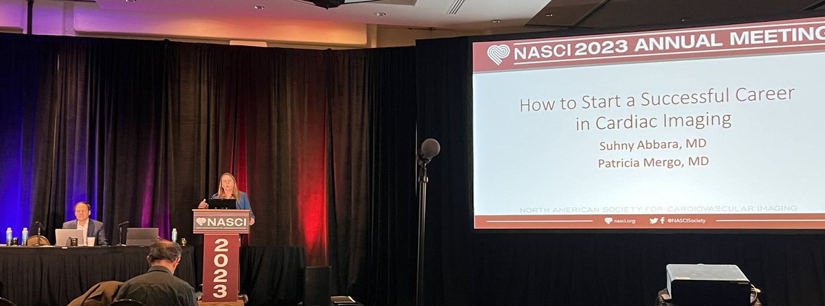 Happening now!@MergoPatMD and @SuhnyAbbara sharing with us tips on “How to start a successful career in cardiac imaging” #NASCI23 @DanielVargasMD @ElsieRadiology @SandeepHedgire @CsFuss @CardiacRad