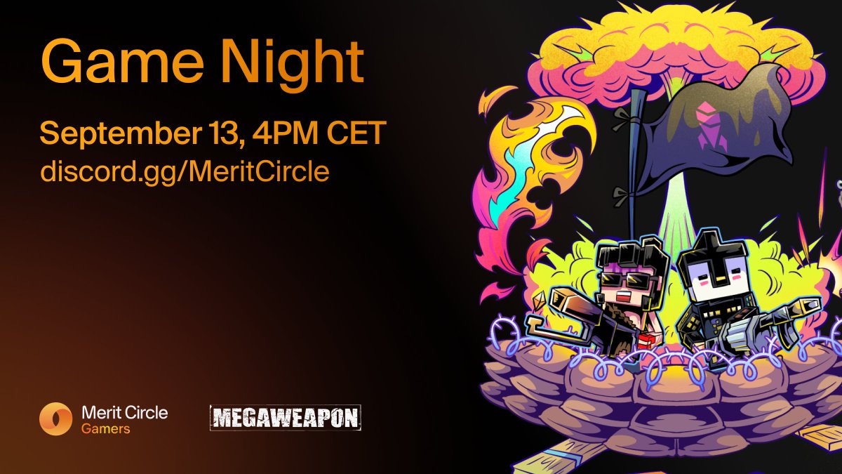 BeamGamers's tweet image. 🔫🎮 GAME NIGHT: MEGAWEAPON 🎮🔫

Join us for an epic night of intense battles, strategic maneuvers, and non-stop action in @_megaweapon_!

📅 September 13, Wednesday
🕒 4 PM CET
🌐 discord.gg/MeritCircle

Prepare to dominate the battlefield. See you!💥🎯
