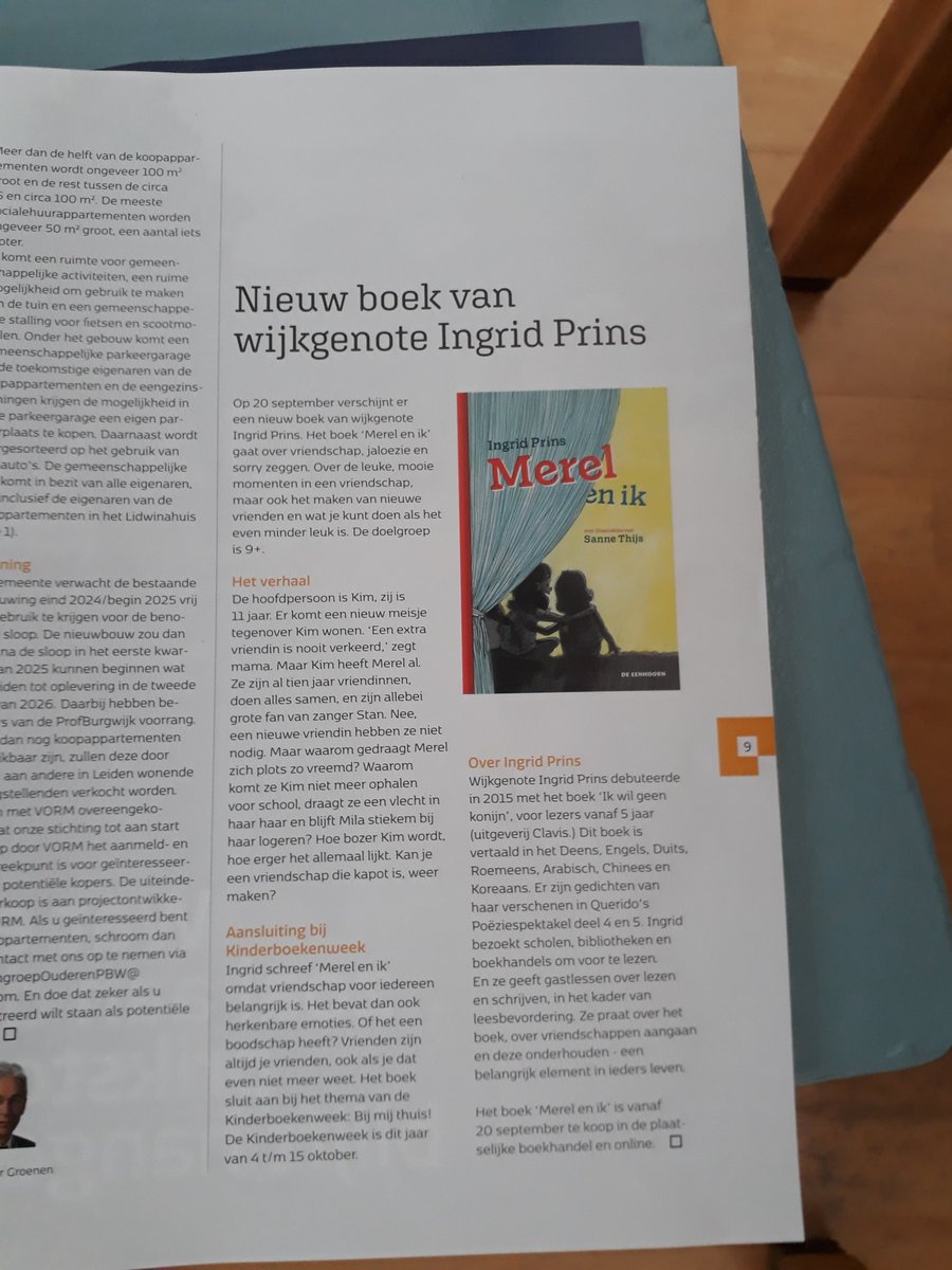 prins_ingrid's tweet photo. Hoera, Merel en ik staat in de wijkkrant van Wijkvereniging Profburgwijk!
#jeugdboek #lezen #kinderboek #kinderboekenweek #Merelenik #kinderboekenweek2023 #KBweek #Leiden #Professorenwijk #BurgemeestersenProfessorenwijk #Roodenburgerdistrict https://t.co/hBUkNd47Ie