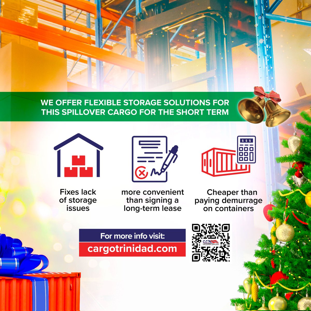 Santa's Workshop Overflow?We've Got Space for Your Christmas Cargo!

Reach out to us for Storage and Warehousing solutions for your Christmas Stock 🎄 

#spillovercargo #warehousing
#warehousingsolutions #logisticsolutions #christmasstock #christmas2023 #cargoconsolidators