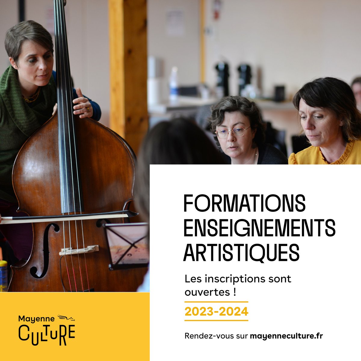 #formation | ENSEIGNEMENTS ARTISTIQUES 🖌️
Notre programme de formations dédiées au personnel des établissements d'enseignement artistique est désormais disponible ! Les inscriptions sont ouvertes pour toutes les formations.
Rendez-vous sur mayenneculture.fr.