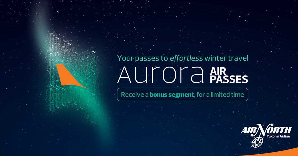 The Aurora Air Pass is back! Purchase today and receive a bonus flight segment available for a limited time. Fly 1 November 2023 – 30 April 2024 and purchase by 29 September 2023. For details visit flyairnorth.com/flights/air-pa…
