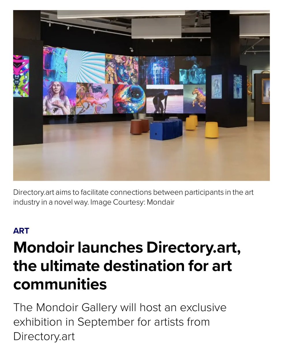 You’ll see more of Directory.art news releases in coming weeks. 

We are having so many visitors amazed by the incredible artwork on display. 

Well done to all participants ❤️

zawya.com/en/press-relea…