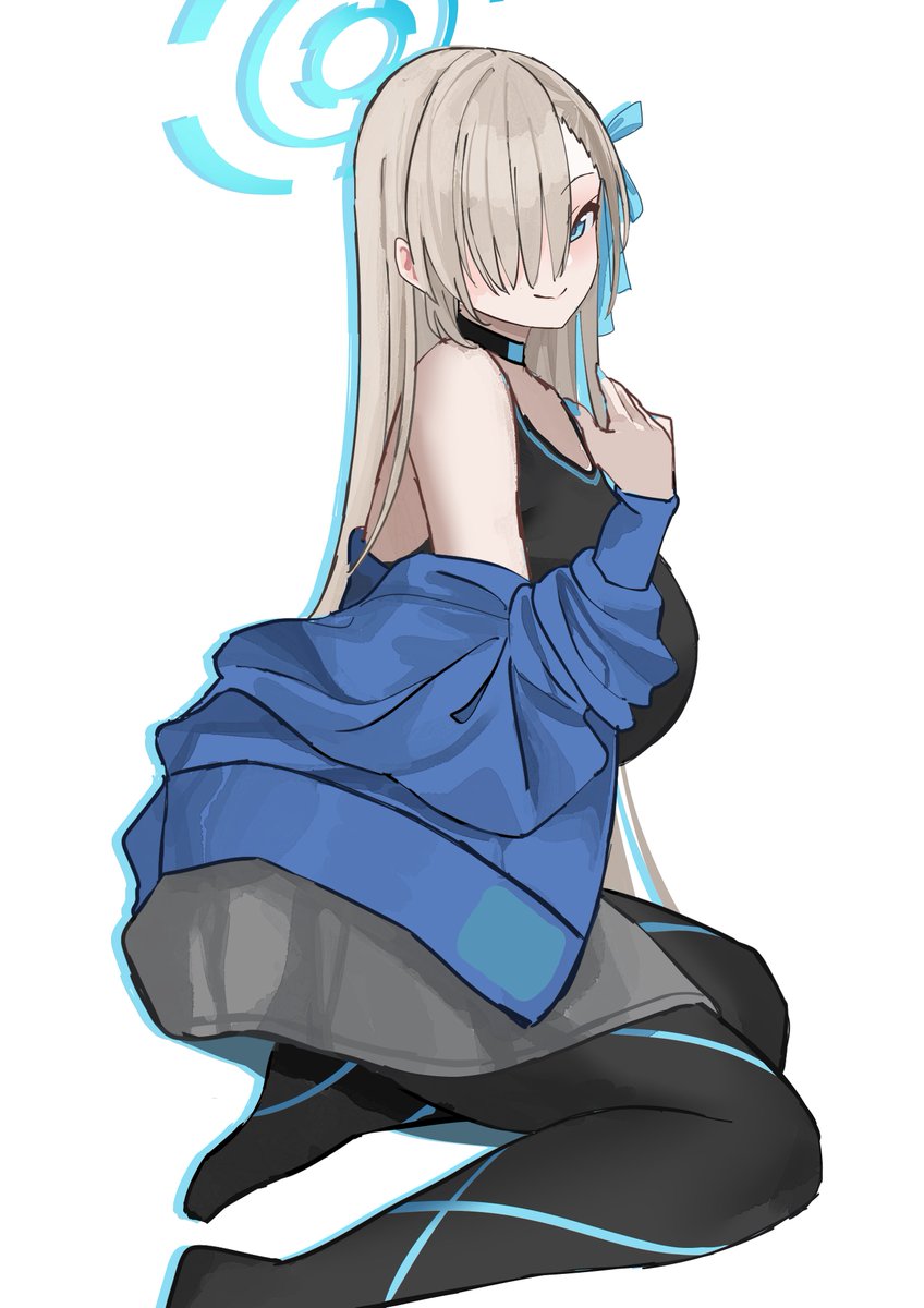 long hair, white hair, solo, anime, anime girls, Blue Archive