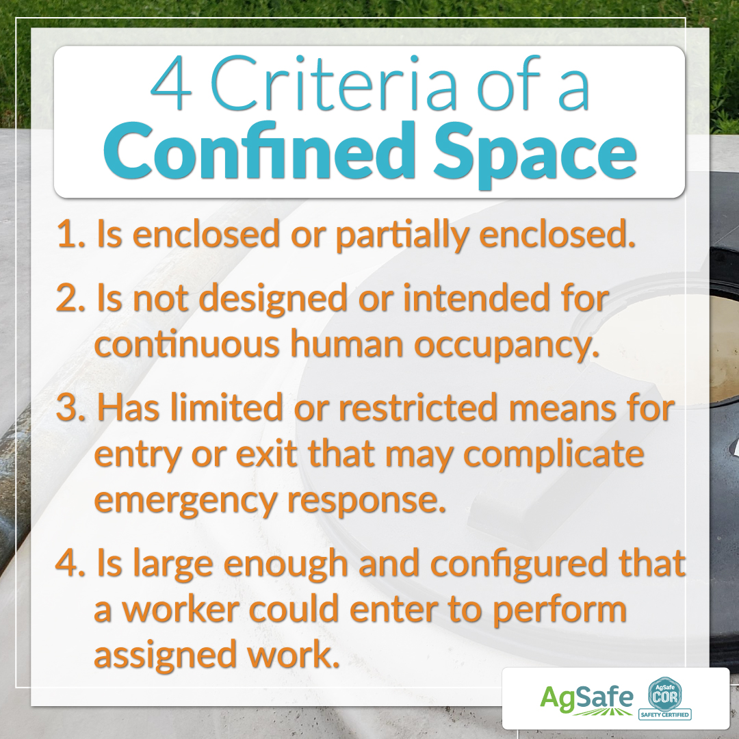 AgSafeBC's tweet image. Are there hazardous environments or confined spaces on your property that need special procedures? Learn how to identify these spaces and what to do about them.

Learn more here: agsafebc.ca/tools/confined…

#farmsafety #agsafety #confinedspacesafety
