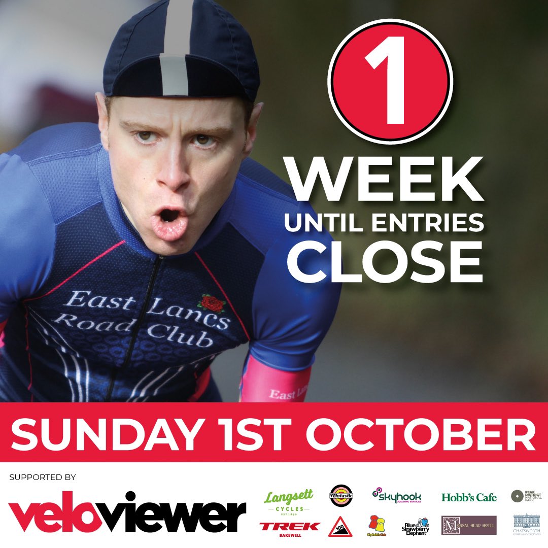 Just one week until entries close for the 93rd <a href="/VeloViewer/">VeloViewer</a> Monsal Hill Climb. Don’t miss out, entry link here: monsalhillclimb.com/entry-details/ #monsalhillclimb