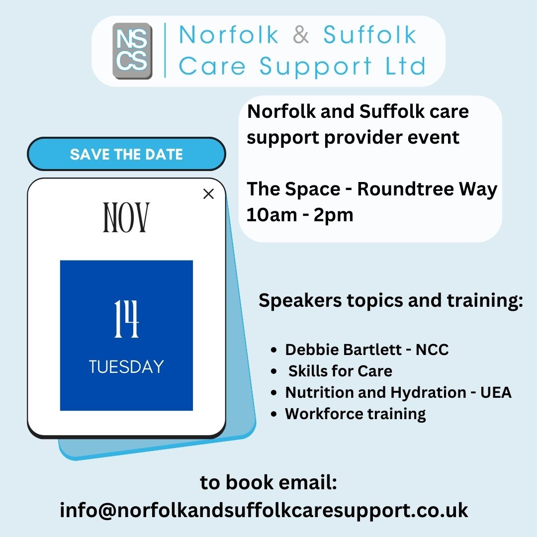 NSCSLtd's tweet photo. Book now to avoid disappointment and experience a range of topics and training opportunities for you and your staff! Email: info@norfolkandsuffolkcaresupport.co.uk to book https://t.co/9BWEe08O4Q