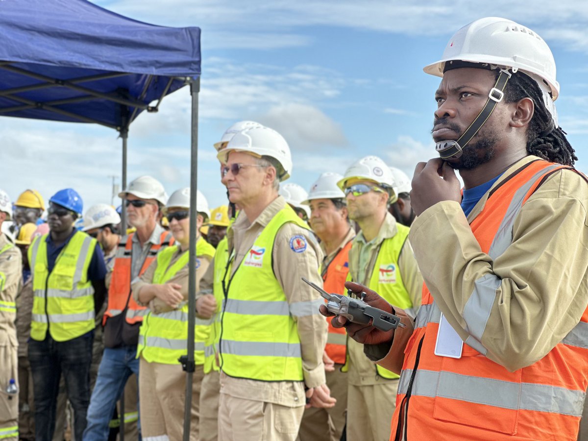 asaphka's tweet photo. The celebration of 20 million man-hours on the #tilengaproject without an accident. My face clearly shows how I’m keeping careful watch for possible accidents on the #drone in flight 😁 https://t.co/E7RKhFSGzT