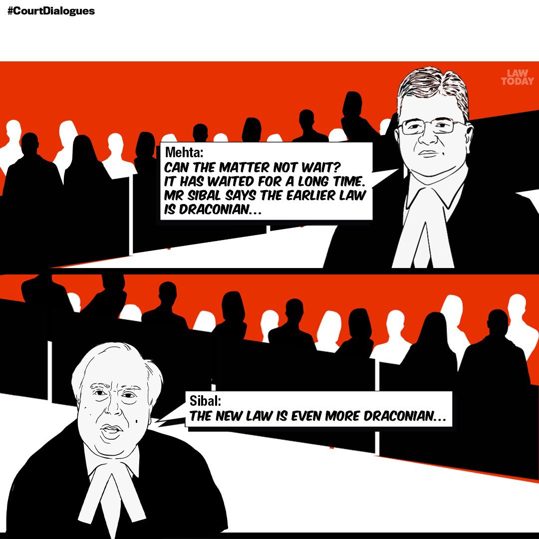 LawTodayLive's tweet photo. #CourtDialogues
“We are not considering the new law. It's not even a law! It's a bill. We have to consider the constitutionality because Section 124A will govern all prosecutions till the new law takes effect. The new law cannot have retrospective effect” CJI said on sedition. https://t.co/ri0fUybVoO