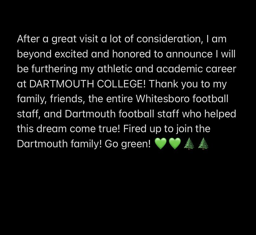KyleMeier15's tweet image. All in!! 🌲🌲 @DartmouthFTBL @Coach_McCorkle @CoachDaft @coachirishodea @LandanYount @WboroBBWC @uticaOD_Sports @BB_URSentinel @BMillerMicdUp @SDavidsonWKTV @KennyLacyJr