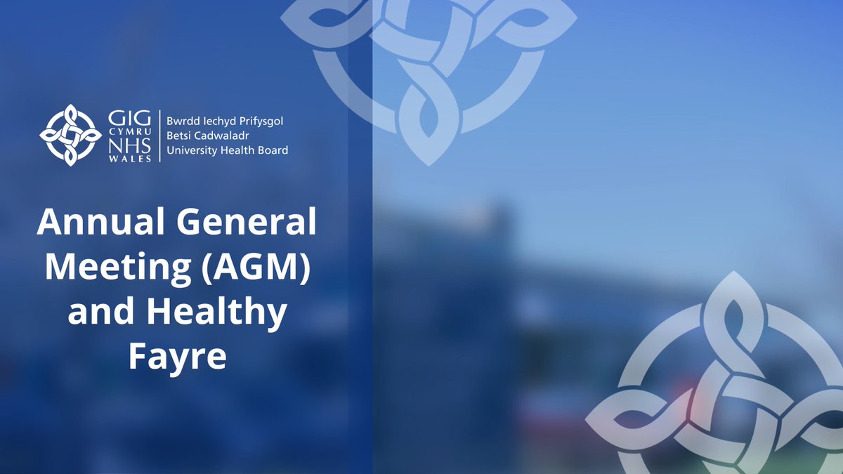 Come along to our healthy fayre and Annual General Meeting (AGM), when you can talk to our staff, listen to presentations, and learn about latest developments. The AGM and healthy fayre will be held in Trinity Hall, Llandudno on 27th of September. 🔗 bcuhb.nhs.wales/news/featured-…