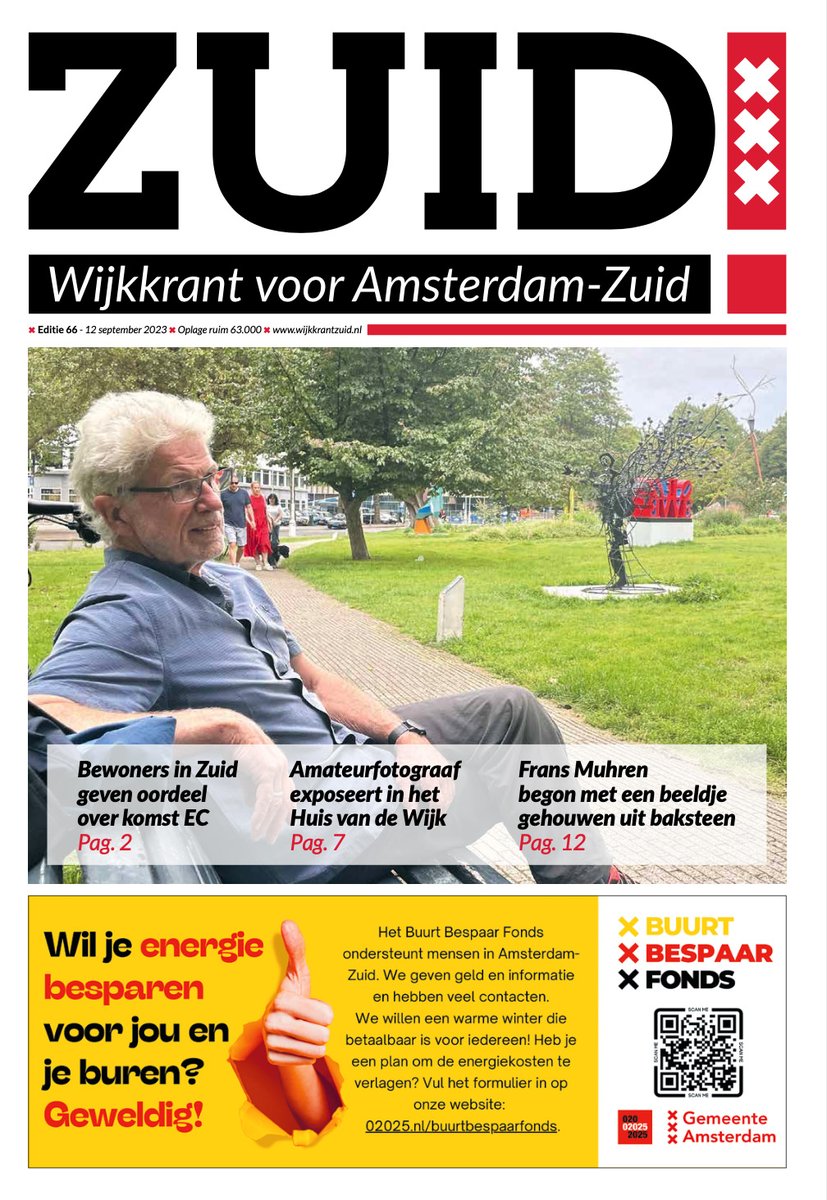 WijkkrantZuid's tweet photo. Vandaag verschijnt de nieuwe krant, daarin  een interview met  @claudiavz.  Verder een stuk over beeldhouwer Frans Muhren en nog veel meer! https://t.co/3xOMbcP6GH