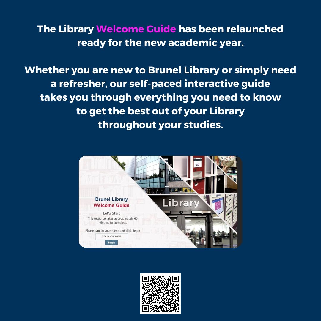 Whether you are a new or returning student, the Brunel Library Welcome Guide is now available.
Go to the following link to find out all you need to know about getting the best from your library (you may be required to login first)!

brightspace.brunel.ac.uk/d2l/le/lessons…