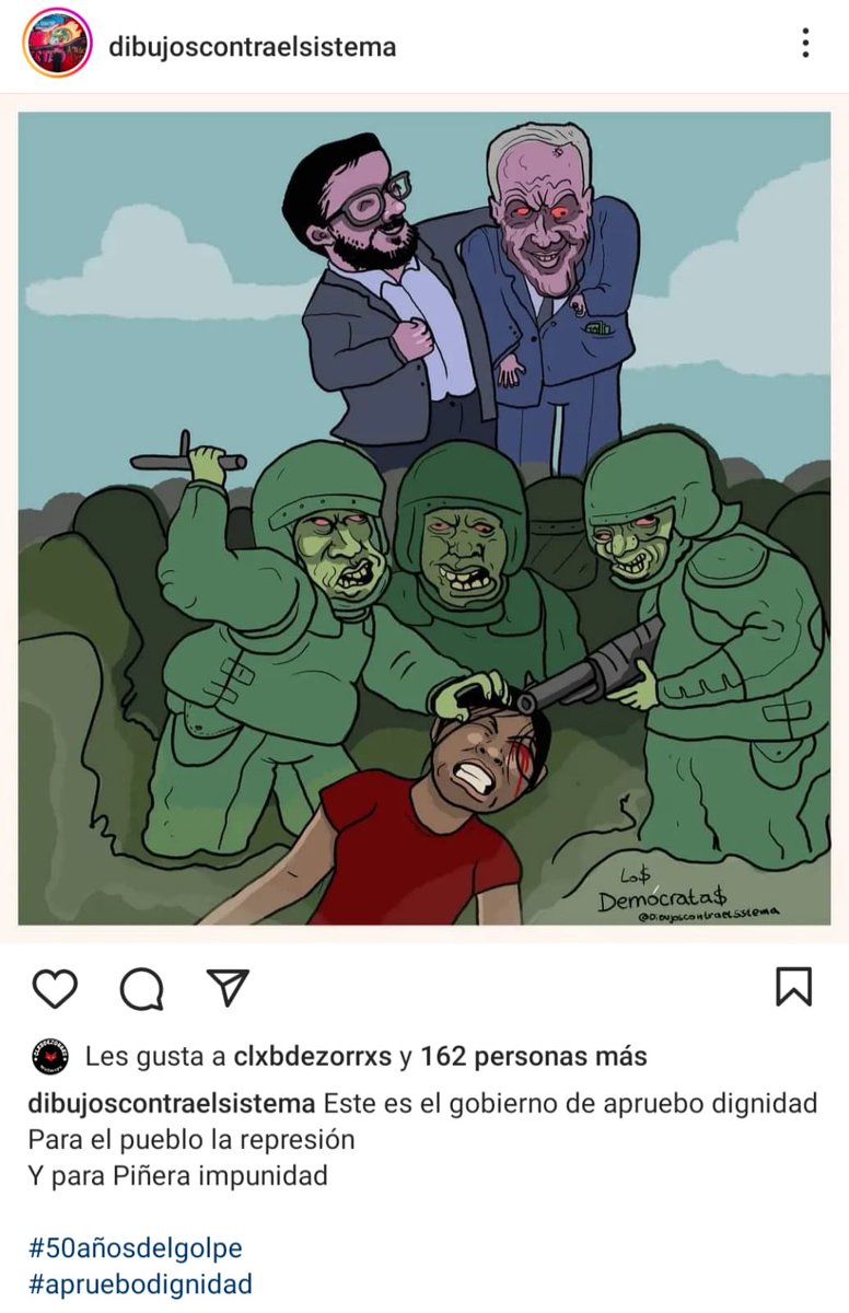 CallejeroPato's tweet image. Este es el gobierno de apruebo dignidad
Para el pueblo la represión 
Y para Piñera impunidad
#50añosdelgolpe