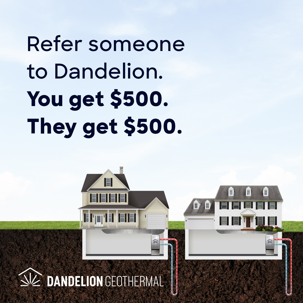 We’ll reward you with $500 for every person you refer that goes geothermal with us, and we'll reward them with $500 off their new system for joining the movement. Sign up here to join our referral program:  hubs.ly/Q021Zv8Y0