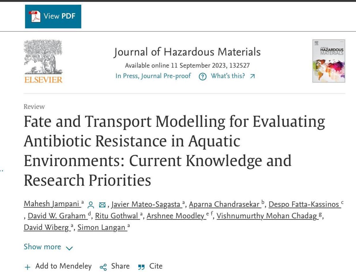 First ever collaboration with the International Water Management Institute (IWMI) of Sri Lanka. A new paper with esteemed colleagues and <a href="/answer_itn/">ANSWER-ITN</a> researchers! sciencedirect.com/science/articl… <a href="/HAZMAT_journal/">Journal of Hazardous Materials |Letters |Advances</a>