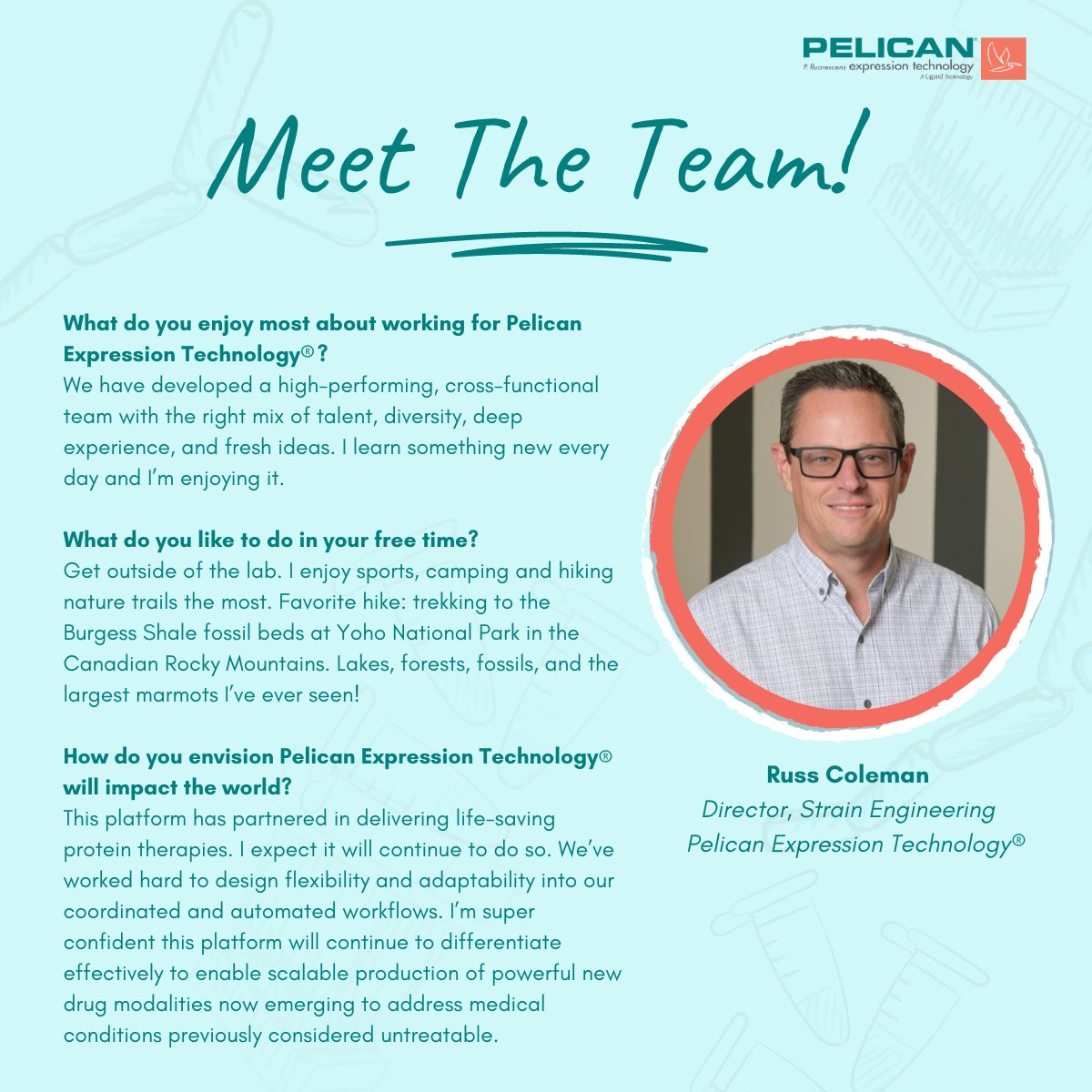PelicanExpTech's tweet photo. Russ Coleman is the Director of Strain Engineering at @Ligand_LGND, managing early process development and workflow automation activities to enable high-yield production of difficult-to-express #therapeuticproteins. 

#PelicanExpressionTechnology #ProteinExpression https://t.co/eRnrp3BySI