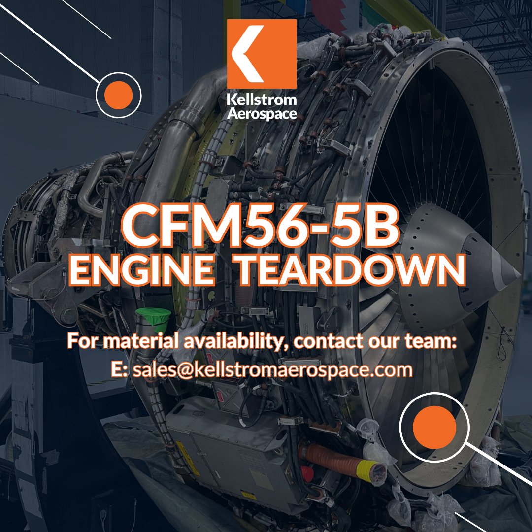 KellAero's tweet image. 🚨Kellstrom adds another #CFM56-5B Teardown to the queue! 🙌

📩sales@kellstromaerospace.com or call us at 📞847-233-5800

#CFM56 #SurplusMaterial #USM #EngineTeardown #AircraftMaintenance #MRO #AviationIndustry #AircraftParts #KellstromAerospace