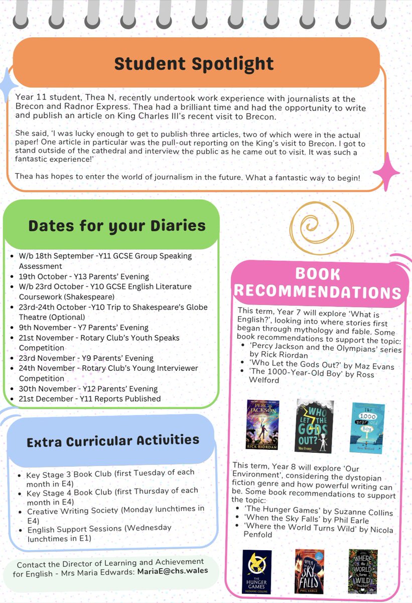 This term’s English Department newsletter! 📰😀