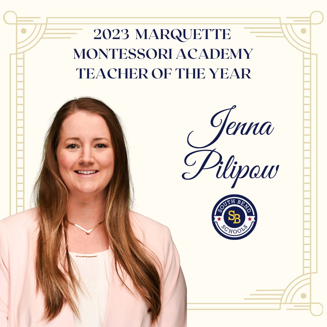 It's that time of the week again--let's highlight another one of our Teacher of the Year honorees, Jenna Pilipow! 👏 Jenna is a teacher at Marquette Montessori Academy. Thank you, Jenna, for everything you do for our students! 👏👏👏