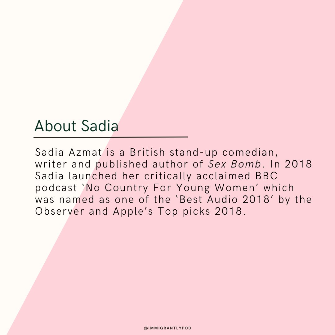 This week we’re talking with @sadia_azmats_, an amazing comedian, author and podcast host. Join her and @swkkhan as they talk sex, religion, comedy, and more! Stream everywhere now! #immigrantlypod #immigrantly #podcast #race #comedy #comedian #standupcomedy #muslim #women #sex