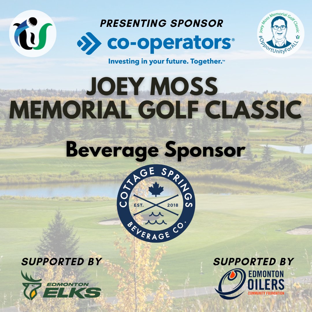 We're so excited to announce Cottage Springs Beverage Co. as a Beverage Sponsor for the Joey Moss Memorial Golf Classic! 🍻Come celebrate the legacy of Joey up on the green while enjoying some refreshing, cold drinks! #winnifredstewart #joeymoss #edmonton #golf