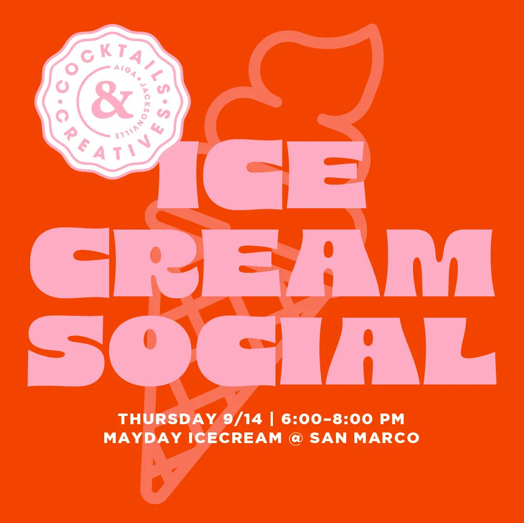 Sprinkle on the fun and meet us at Mayday in San Marco for our September Cocktails &amp; Creatives! The ice cream will be cold but the conversations will be gold! See you Thursday 9/14 from 6:00 - 8:00PM 🍨