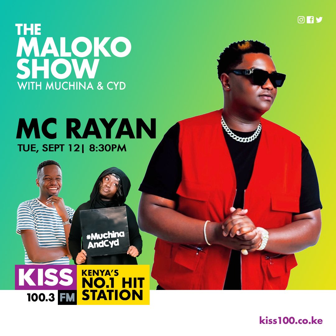 Stay tuned for our guest on the Maloko🤩 @mcrayanthedj  @muchinamalomba &amp; @cydwambui #MuchinaAndCyd