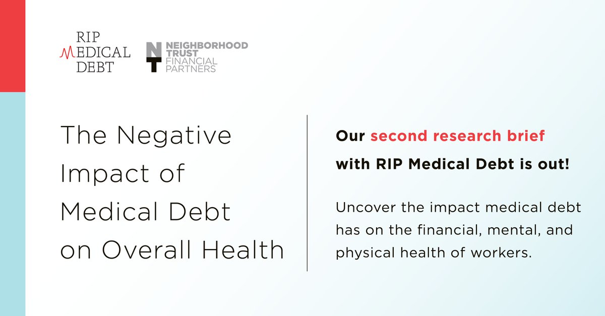 📢 Our latest brief with @RIPMedicalDebt is live! 🩺Medical #debt is the top cause of bankruptcy in the U.S. Its impact on overall well-being is profound. 1/3 of adults struggle with #healthcare costs, causing stress.🤯 Dive into the research: shorturl.at/dejB9