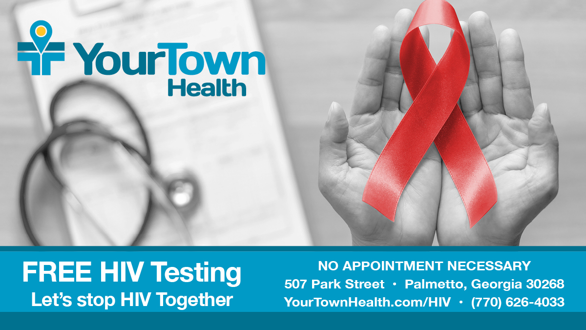 YourTown Health is proud to offer FREE Walk-In HIV testing!

No appointment is necessary, just walk in at our QuickCare location, 507 Park Street, Palmetto, GA 30268, Monday - Friday, 8 am to 6 pm. #LetsStopHIVTogether

Learn more about our HIV Program.
bit.ly/3vgVvFP