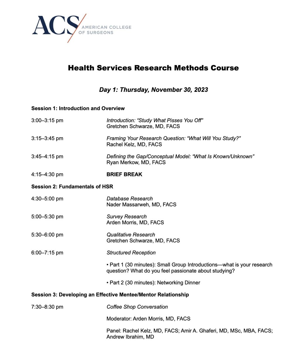 You can now register for this great, <a href="/AmCollSurgeons/">American College of Surgeons</a>  3-day HSR course! Best of content with the best of people!

facs.org/for-medical-pr…