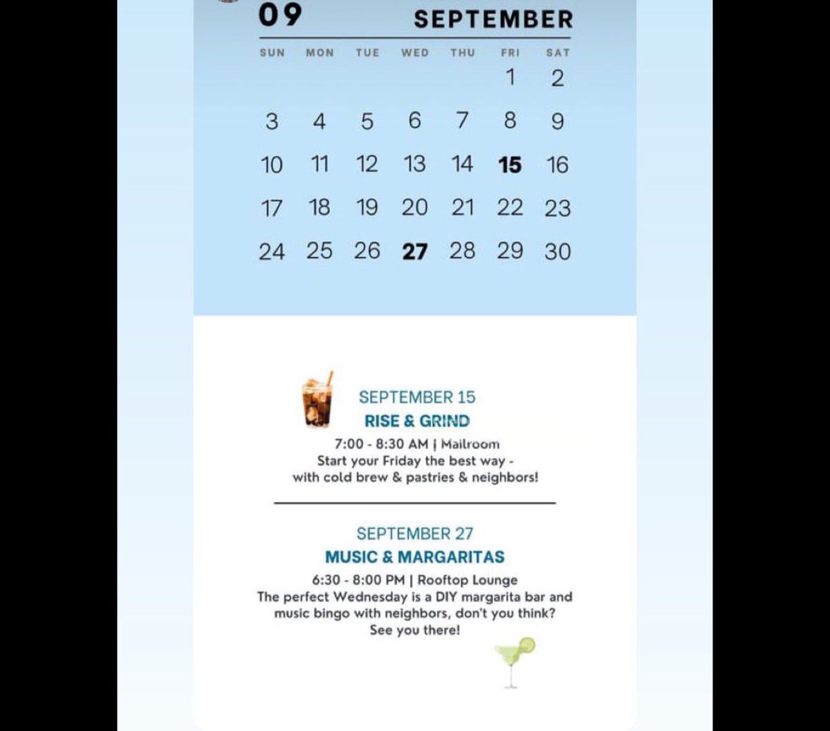 Check out @lincolndilworth_aptlife September events 👀 Starting off with Rise & Grind this Friday 9/15 7-8:30 am in mail room. Enjoy cold brew & pastries with neighbors! 🥮 ☕️ 
#apartmentlife #lincolnatdilworth #lincolnpropco #coffee #pastry #events