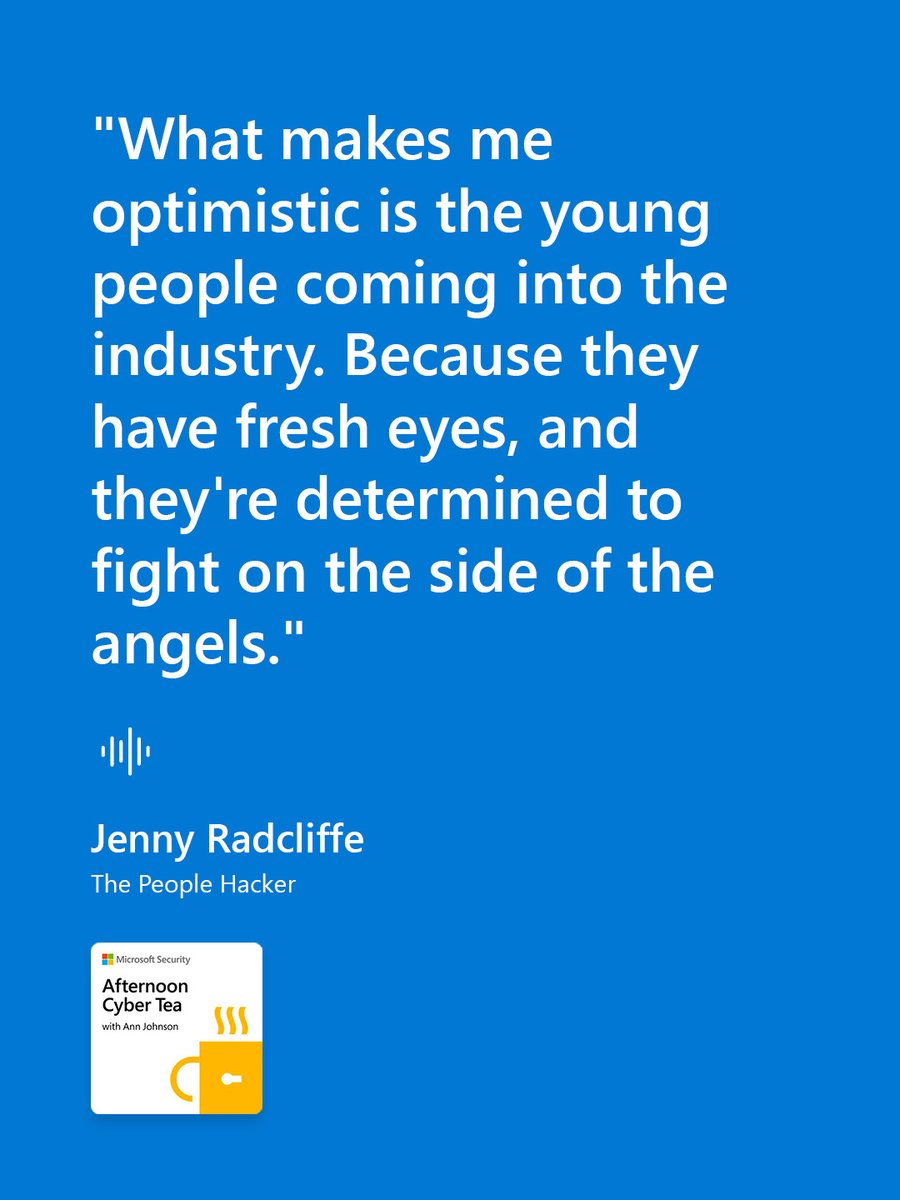 On this – I agree fully. The energy and enthusiasm of today’s youth is nothing short of amazing, & I know that the cyber defenders of tomorrow will do great things! Hear this & more from Jenny Radcliffe in the latest episode of Afternoon Cyber Tea. lnkd.in/gyZUsT7R