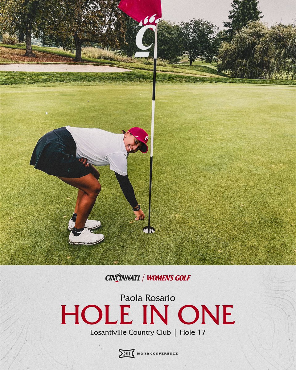 GoBearcatsWGOLF's tweet image. 🚨 𝐇𝐎𝐋𝐄 𝐈𝐍 𝐎𝐍𝐄 🚨

Paola Rosario sinks it from the tee on hole 17!

#Bearcats