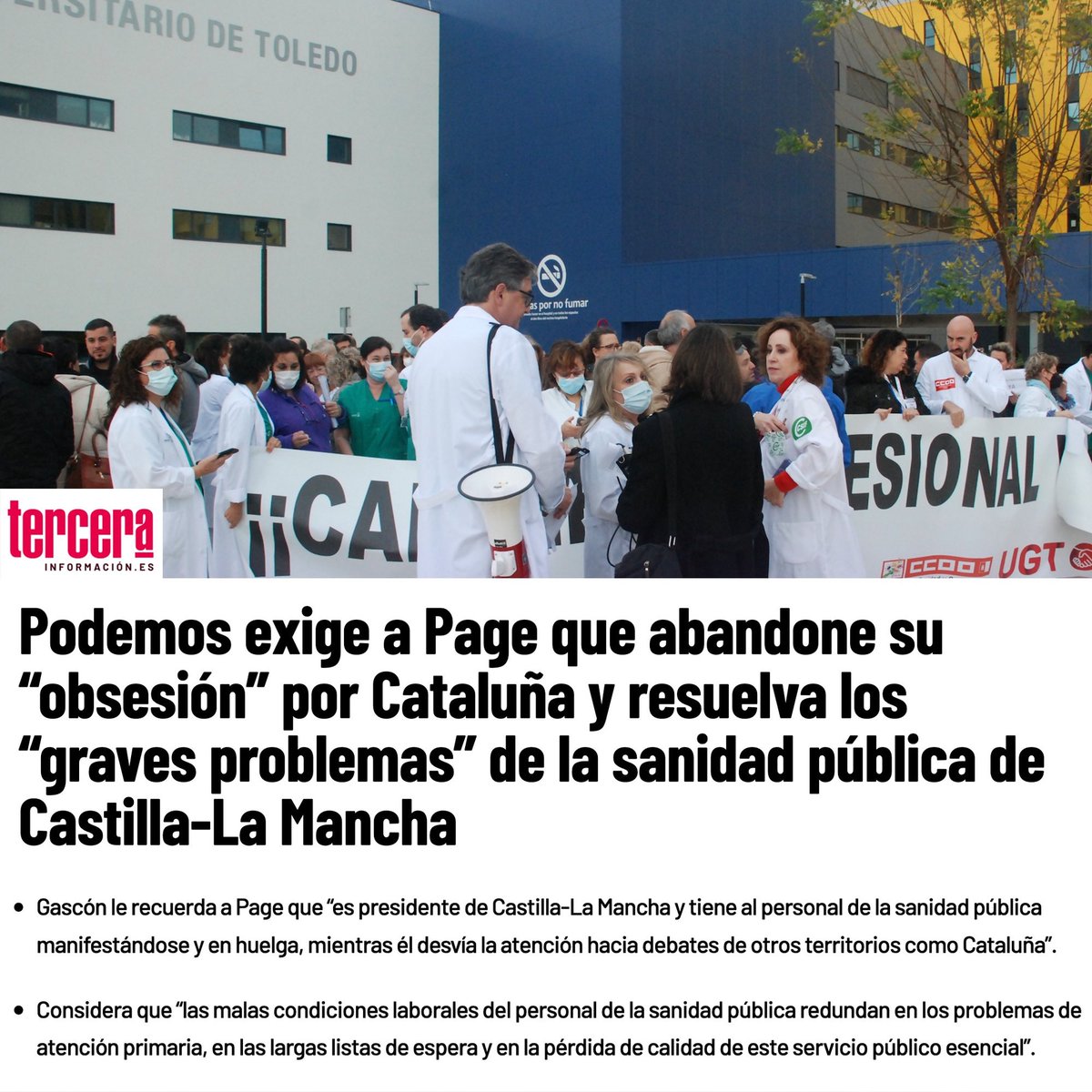 jlgarciagascon's tweet photo. Desde @PodemosCLM siempre empujando esta lucha con propuestas claras. Seguiremos haciéndolo hasta revertir el continuo desmantelamiento de este servicio público gratuito garante de la salud y la vida de todas las personas.

https://t.co/hjiIwZO1W8 https://t.co/zsPztO1jn8