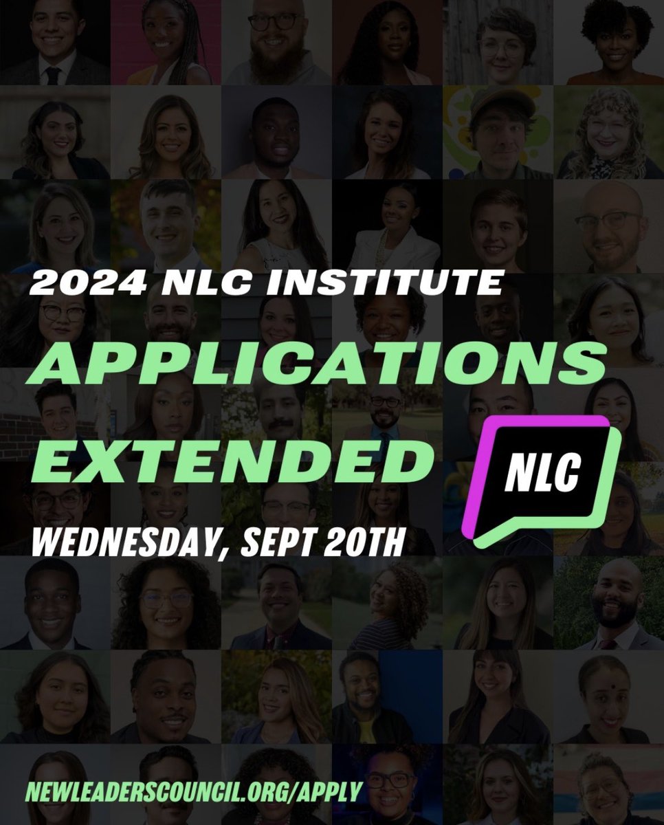 How does an extra week sound? The NLC 2024 Institute application deadline has been extended to Wednesday, September 20th 10:00 AM ET!⁠
⁠
You can preview the application questions and apply at newleaderscouncil.org/apply.⁠