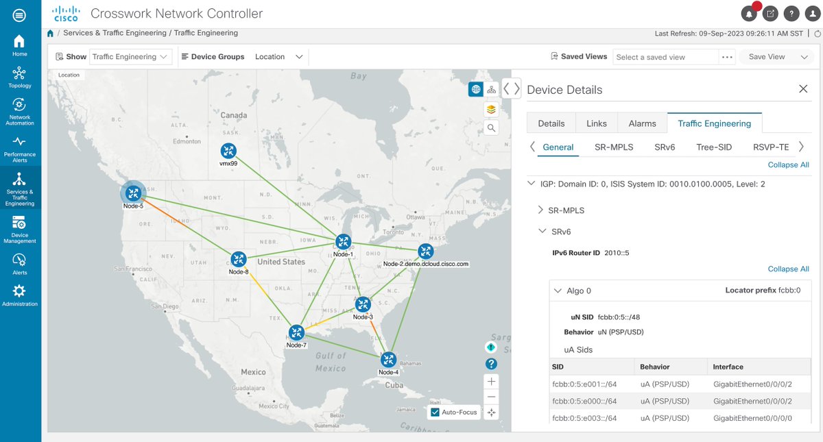 CiscoIOSXR's tweet image. New on xrdocs.io: SRv6 and SRv6 TE visualization using Cisco WAN Automation Engine (WAE). Collect, visualize &amp;amp; model SRv6 networks. Article written by Fung Lim:
xrdocs.io/automation/tut…