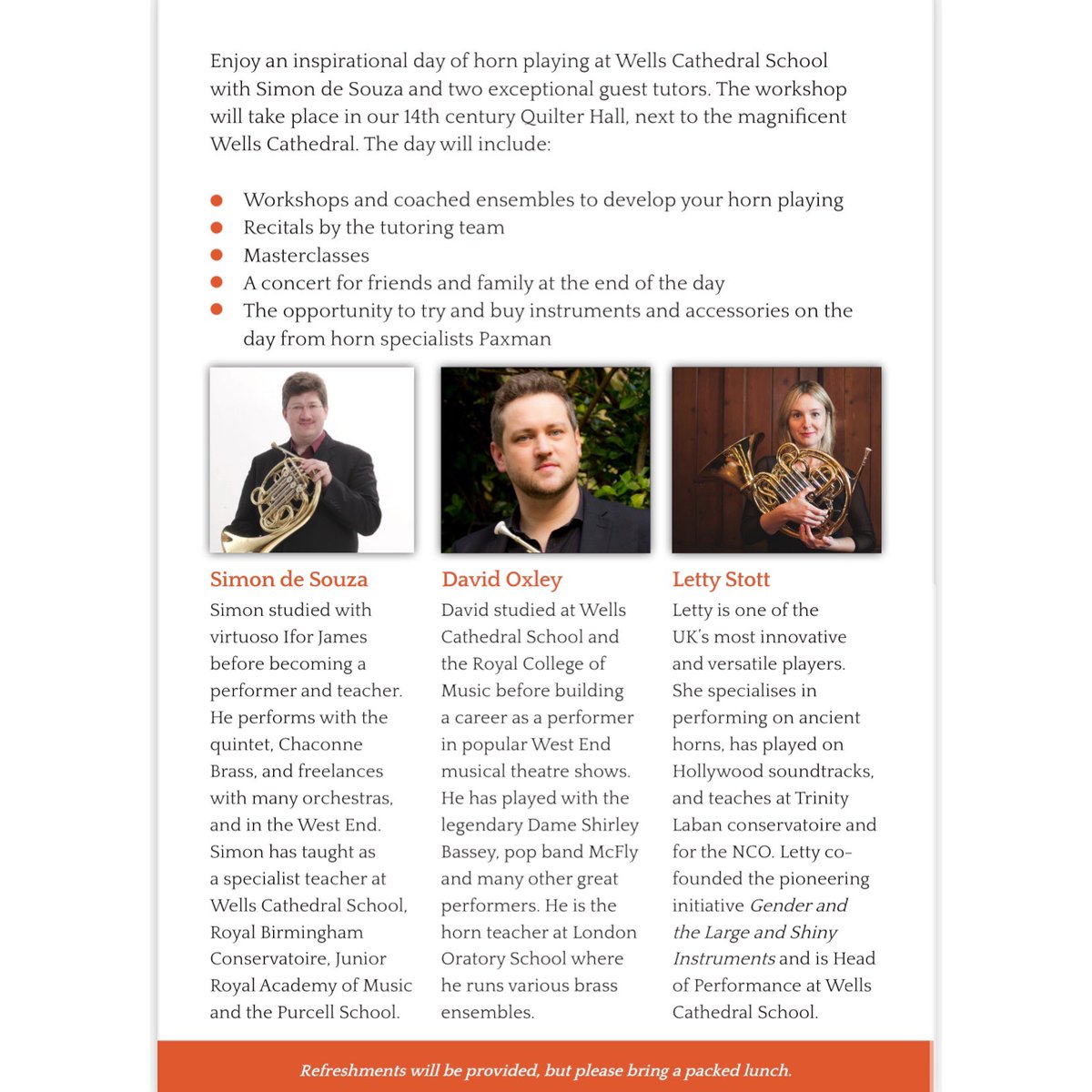 britishhorns's tweet photo. Under 18 French Horn Day📯
Hosted by Wells Cathedral School. @wellscathedralschool 
~
~
~
For more info: https://t.co/xHYnhi0Wjh https://t.co/4vhx8lH8y8