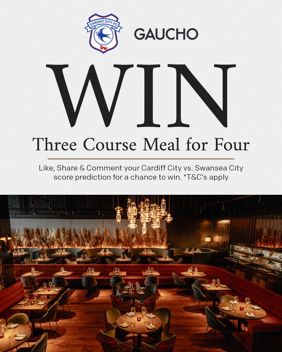 Win a three course meal for four with our new sponsors, Gaucho! 🍴

Simply like, repost, and comment with your guess for Saturday’s score to be in with a chance. Correct scorelines will enter into a random draw for the prize! ⚽️

T&amp;Cs apply. Good luck! 💙

#CityAsOne