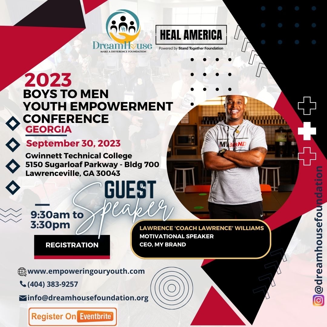connectomybrand's tweet photo. Dream House Foundation, in partnership with Heal America and The Stand Together Foundation, is hosting the Boys To Men Youth Conference &amp; Expo on September 30, 2023.

This event is FREE for all attendees! https://t.co/ko2wK1nE3N