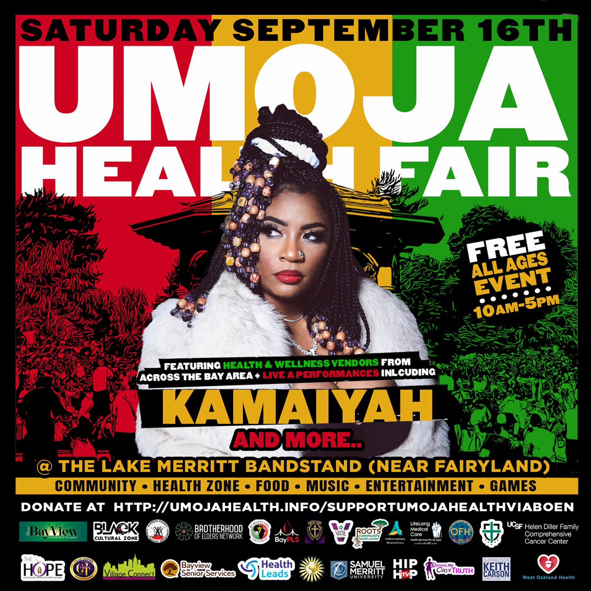 This SATURDAY! 10a-5p. Free community health resources, food, entertainment, DJs, live performance by @Kamaiyah @djdsharp @daveyd @KevChoice and more @ #health #information #resources #HealthEquity