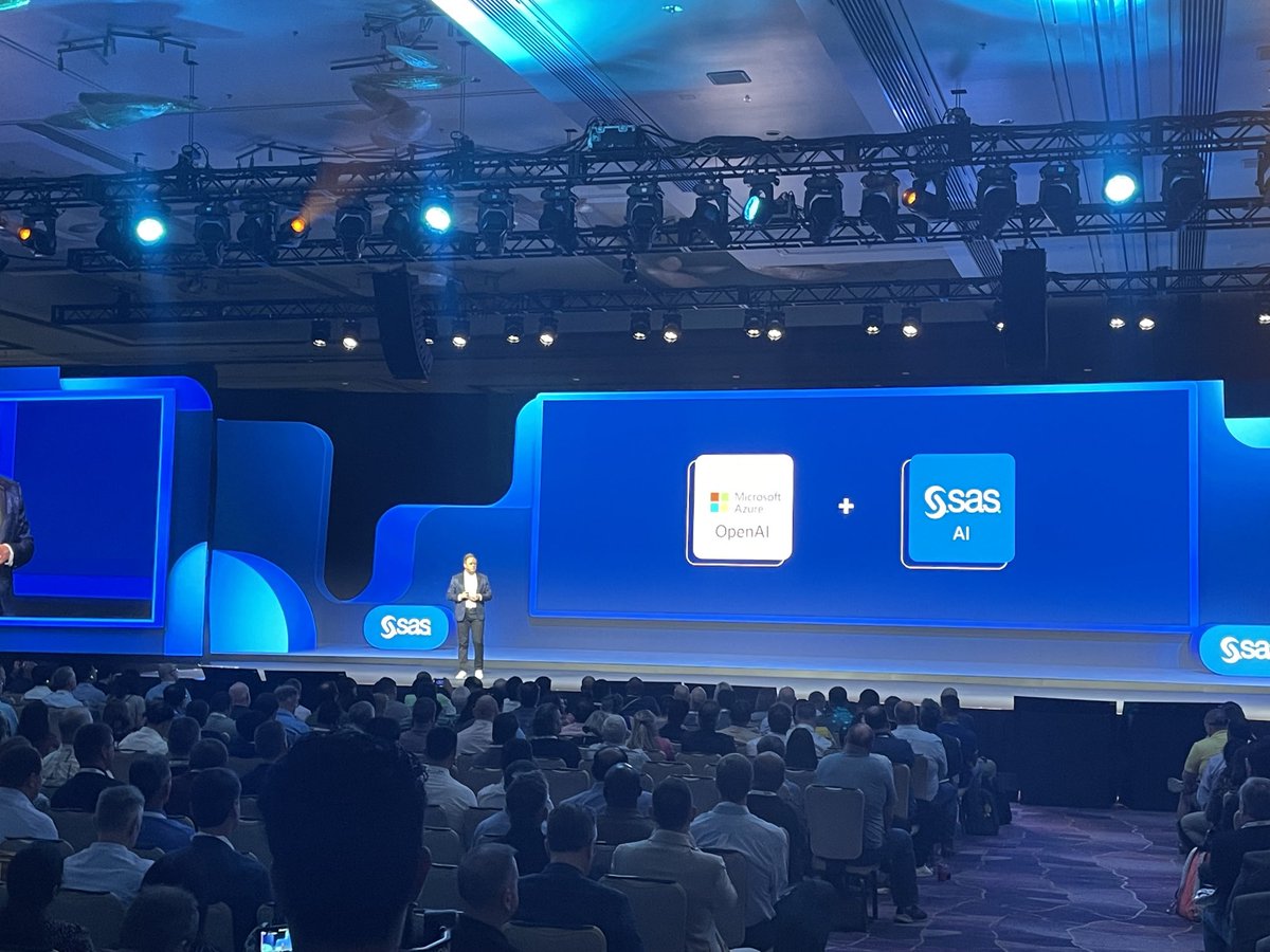 SAS CTO ⁦<a href="/BryanHarris/">Bryan Harris</a>⁩ announcing at SAS Explore how the partnership with ⁦<a href="/Microsoft/">Microsoft</a>⁩ is critical to delivering tangible business value with #GenerativeAI #ExploreSAS