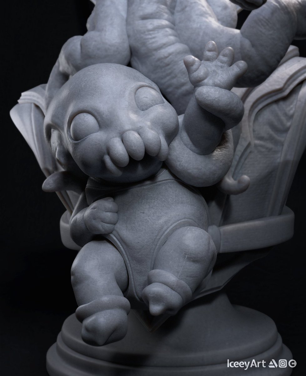 Mindflayer and his baby. This is what <a href="/larianstudios/">Larian Studios</a> doesn't want you to see!
It's all propaganda I say! 🐙

#mindflayer #dndart #BaldursGate3 #sculpt #3DModel #zbrush