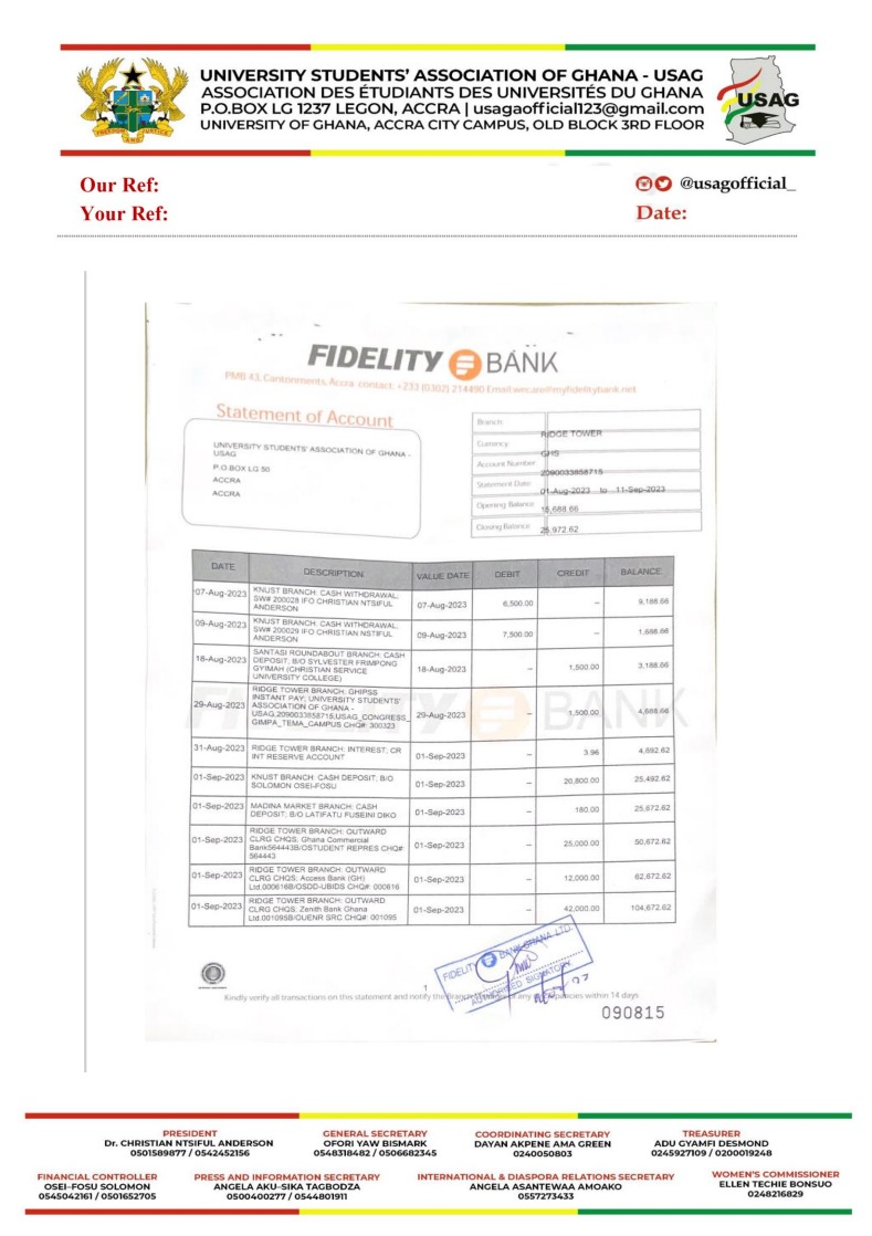 campus_arena's tweet photo. Attached is the bank statement (evidence of withdrawal by Osei Fosu Solomon) as presented by The Treasurer.
#CampusArena https://t.co/CNL2LwaYmd