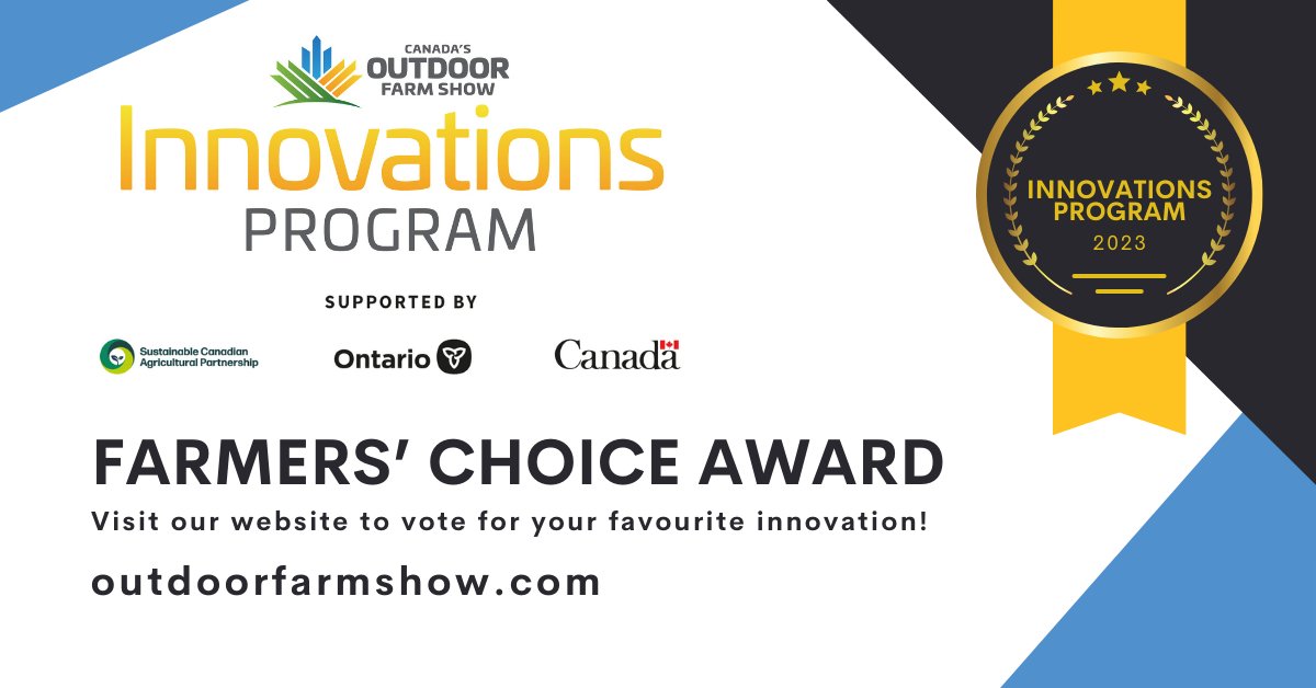 Canada's Outdoor Farm Show (@outdoorfarmshow) on Twitter photo VOTE NOW to determine our Farmers' Choice Award!
2023 winners:
Agronomics <a href="/ALCanadaLabs/">A&L Canada Laboratories Inc.</a>
Business Solutions <a href="/AgrilogInc/">Agrilog Inc.</a>
Environmental Sustainability <a href="/CleanWorksCorp/">Clean Works Inc.</a>
Equipment <a href="/AgLeaderTech/">Ag Leader Technology</a>
Livestock <a href="/VETSON_ai/">VETSon</a>
Cast your vote by Sept. 18!
outdoorfarmshow.com/#farmers-choice VOTE NOW to determine our Farmers' Choice Award!
2023 winners:
Agronomics <a href="/ALCanadaLabs/">A&L Canada Laboratories Inc.</a>
Business Solutions <a href="/AgrilogInc/">Agrilog Inc.</a>
Environmental Sustainability <a href="/CleanWorksCorp/">Clean Works Inc.</a>
Equipment <a href="/AgLeaderTech/">Ag Leader Technology</a>
Livestock <a href="/VETSON_ai/">VETSon</a>
Cast your vote by Sept. 18!
outdoorfarmshow.com/#farmers-choice