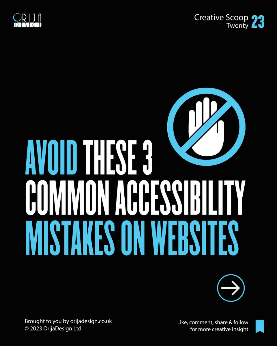 orijadesign's tweet photo. When inclusivity meets web design, magic happens!✨🔮 Dodge these 3 web blunders and start your journey towards building a digital playground for all!🌍 Why exclude when you can include?🤷‍♂️ 

#InclusivityMatters #WebAccessibility #SmallBusinessGoals #EntrepreneurLife #orijadesign https://t.co/JwXrSg67yr