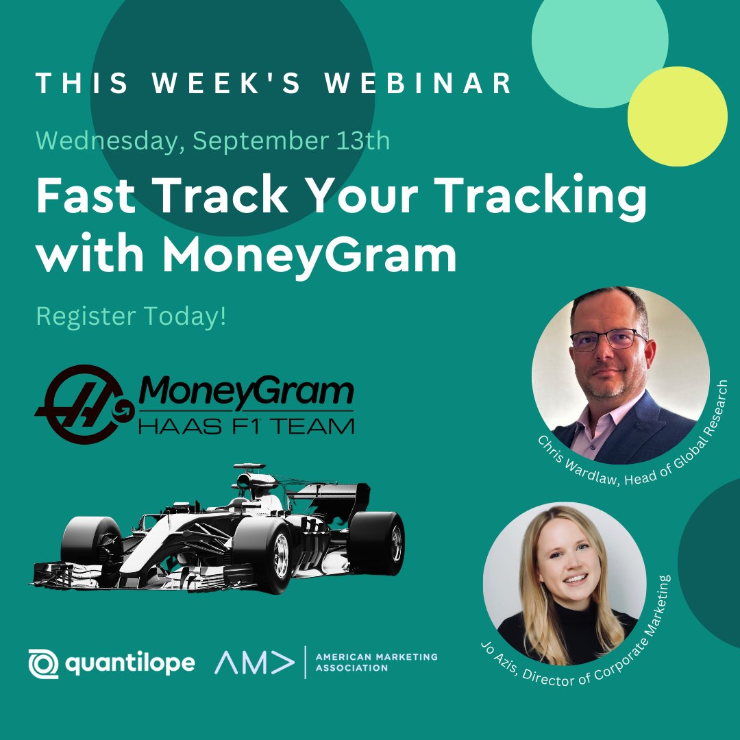 🏎️  Start your engines! 🏎️ Join us tomorrow with American Marketing Association to hear from MoneyGram International as they present a case study on their approach to building an automated brand tracker across eight countries. 
ow.ly/QEmu50PKhhU