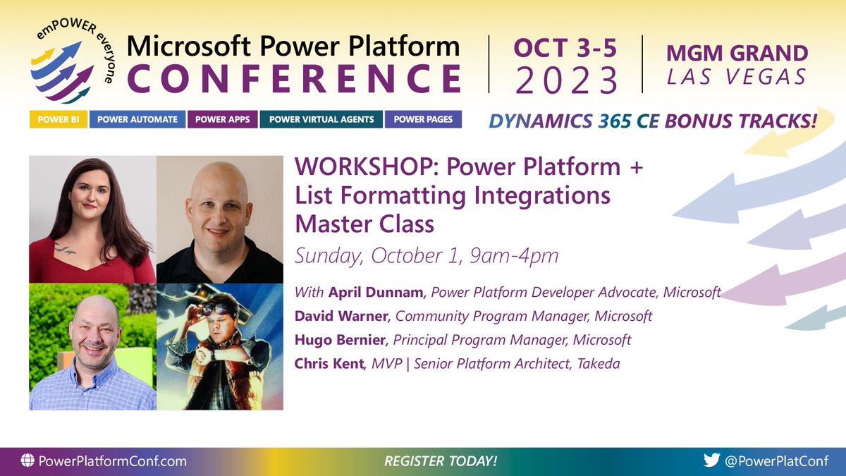 Join us for the 'Power Platform + List Formatting Integrations Master Class' workshop and gain the skills to streamline your operations At the Microsoft Power Platform conference. Register now and optimize your processes. #MPPC23 powerplatformconf.com/#!/register