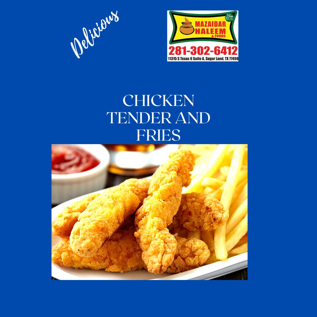 Crispy chicken tenders paired with golden fries, a classic comfort food combo that's irresistibly delicious. contact us for further details. mazaidarhaleemusa.com #usareels #richmond #houstontexas #usatoday #chicken #chikenwings #chickentenders #chickenwingslover #chicken